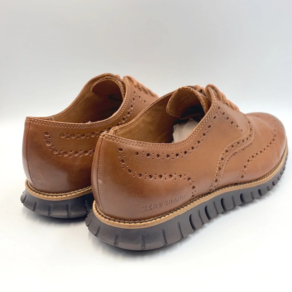 Cole Haan Zerogrand Wingtip Oxford British Tan Leather C29411 Mens 10.5 M